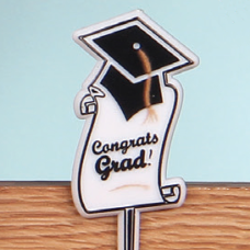 "Congrats Grad" Cup Cake Pick, White and Black (Lot of 1 Bag - 12 Picks Per Bag) SALE ITEM "Congrats Grad" Cup Cake Pick, White and Black (Lot of 1 Bag - 12 Picks Per Bag) SALE ITEM